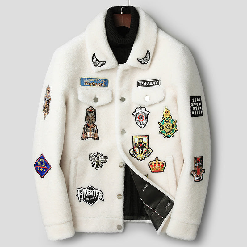 Fashionable White Grain Lamb Fur Jacket - White / M