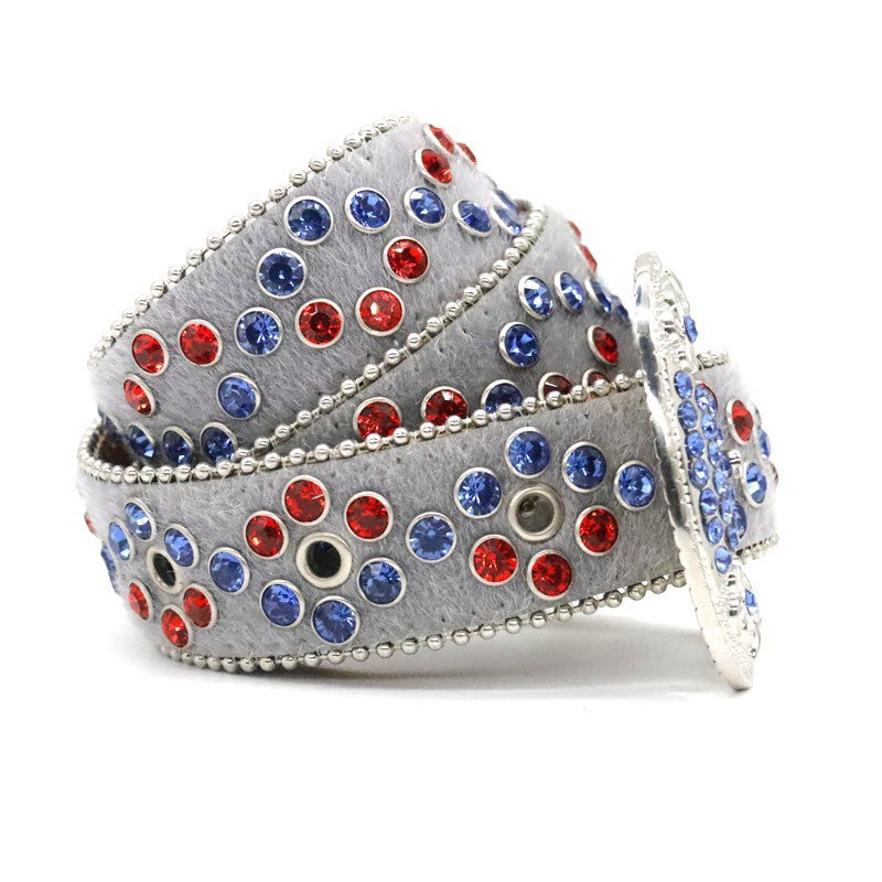 Fashionable Women’s Studded Flower Buckle Belt