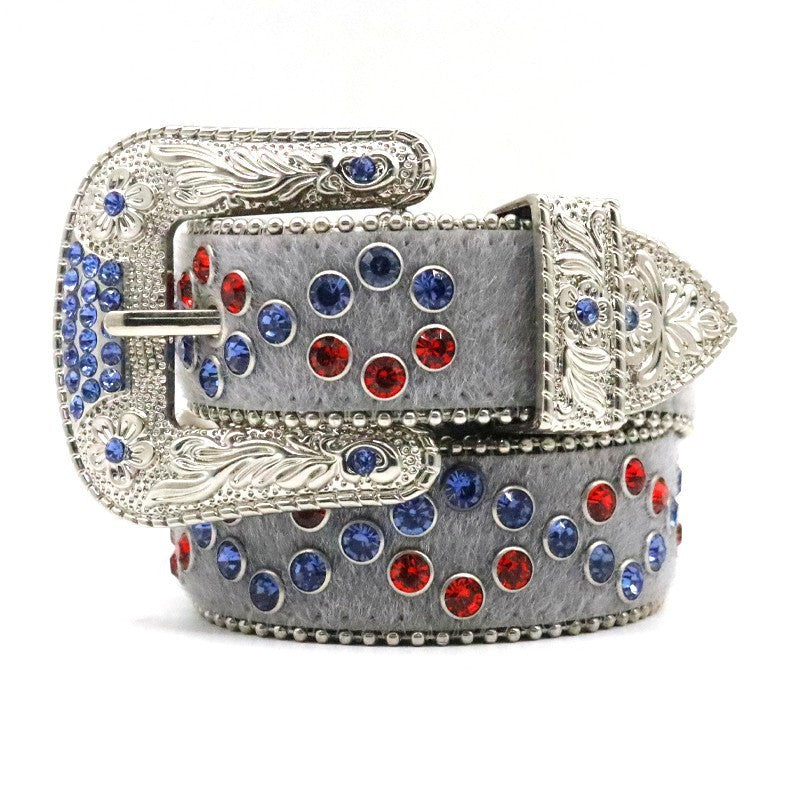 Fashionable Women’s Studded Flower Buckle Belt
