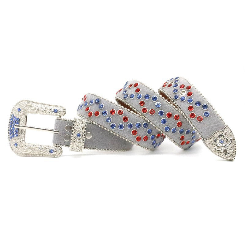 Fashionable Women’s Studded Flower Buckle Belt