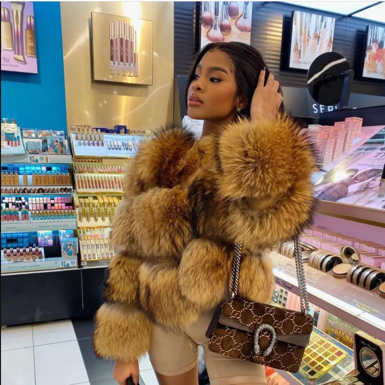 Raccoon Fur Fur Stitching For Women - 3 Knots Of Raccoon Hair / S