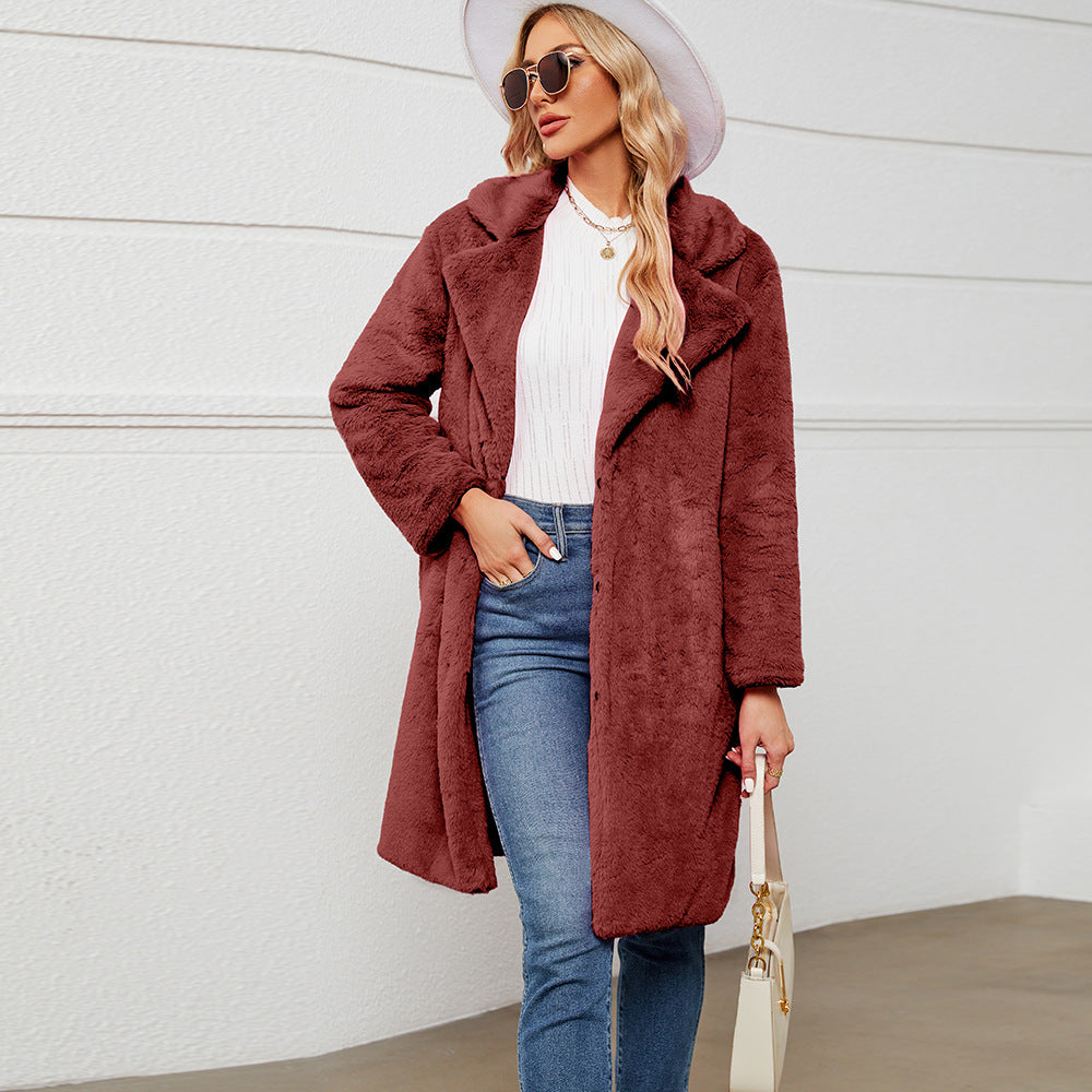 Fashion Casual Set Bow Tie Velvet Long Shirt - Wine Red / S