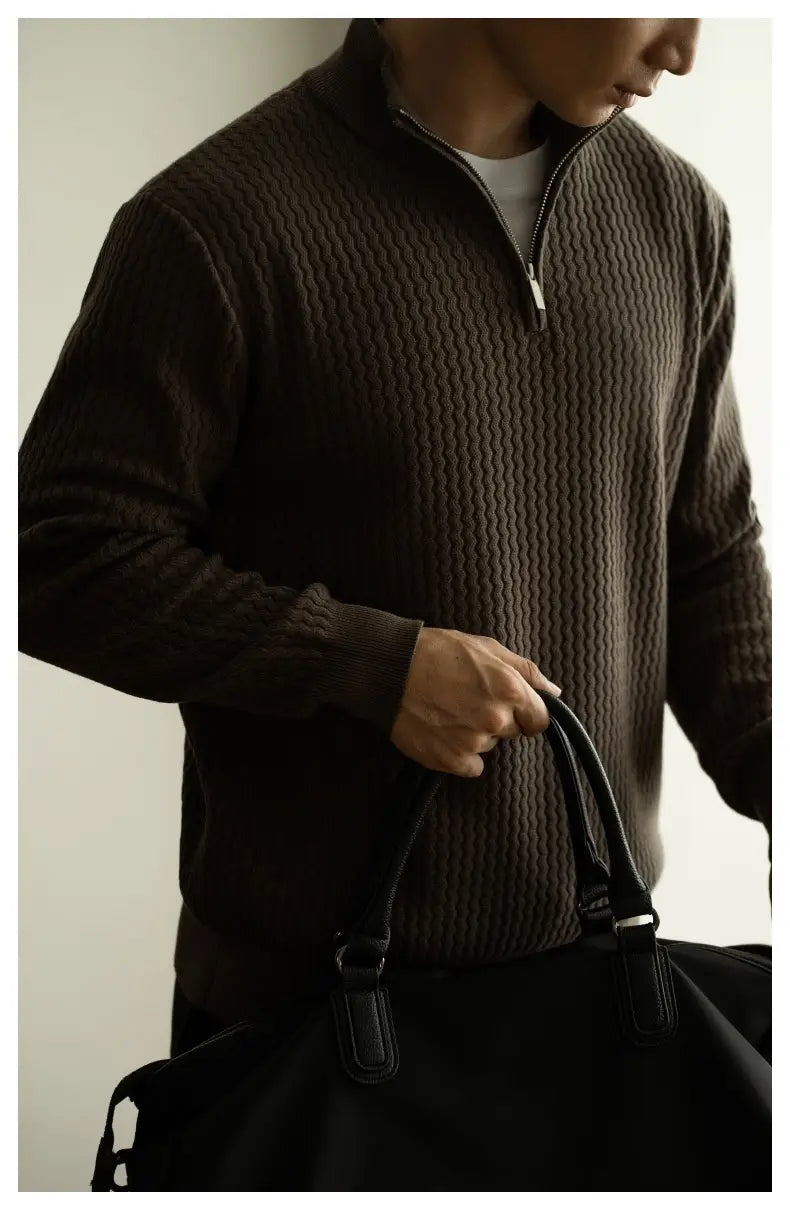 Turtleneck Zipper Sweater Men’s Coat Thick Long Sleeve