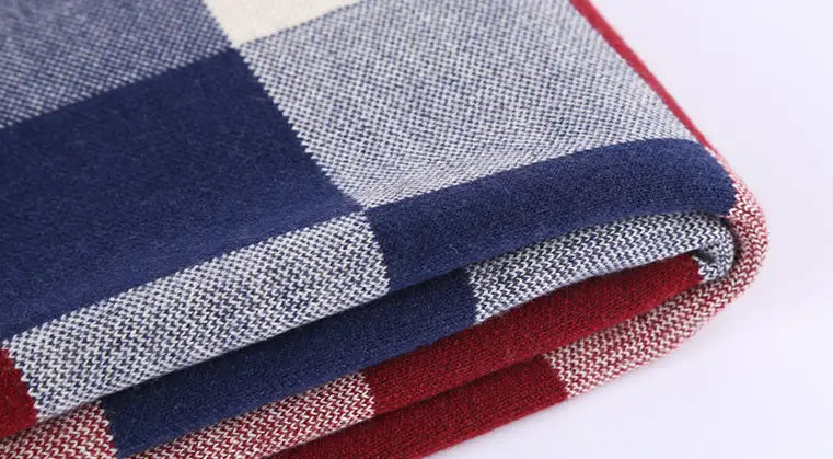 Classic And Fashionable British Checked Cashmere Scarf For Men’s Warmth