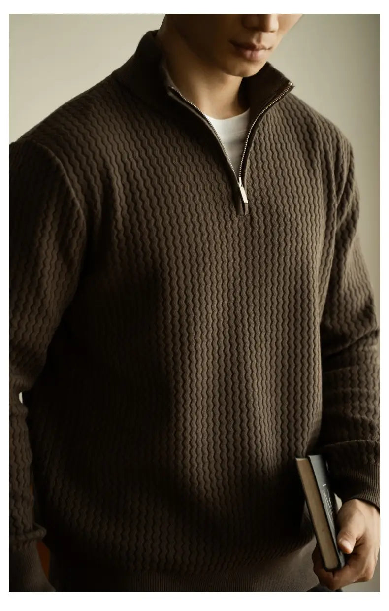 Turtleneck Zipper Sweater Men’s Coat Thick Long Sleeve