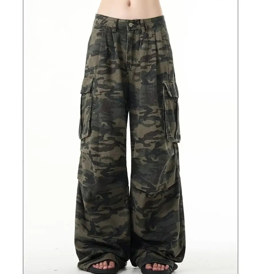 High Street Retro Multi-pocket Camouflage Cargo Pants