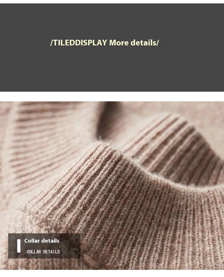 Woolen Sweater Men’s Half Turtleneck Thickened Sweater Casual