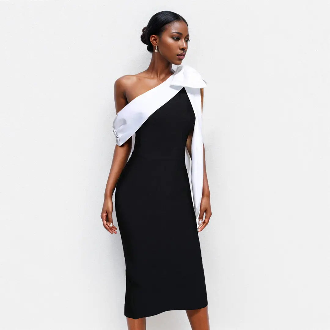 Women’s Slim-fit Oblique Shoulder Bandage Niche Dress