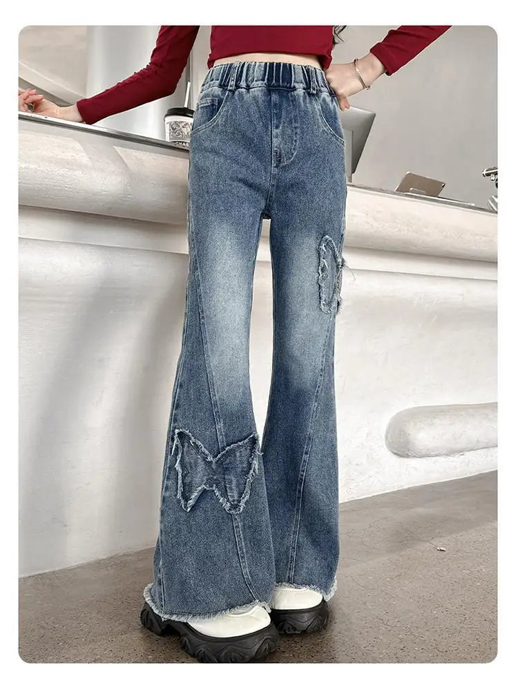 Girls’ Casual Stretch All-match Denim Trousers