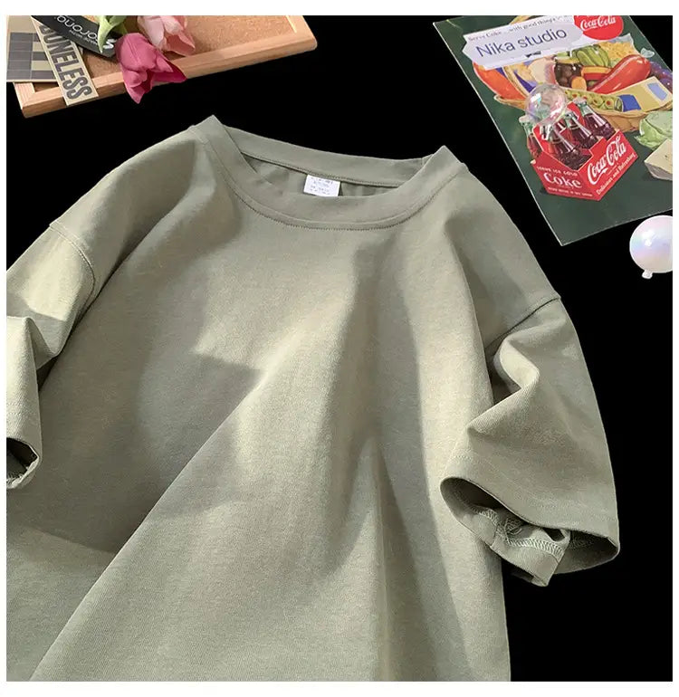 Stone Washed Ice-feeling Tencel Cotton Ice Silk Short Sleeve T-shirt