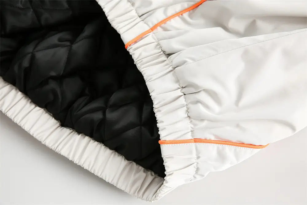 Splicing Gradient Letter Cotton Padded Loose Stand Collar Jacket