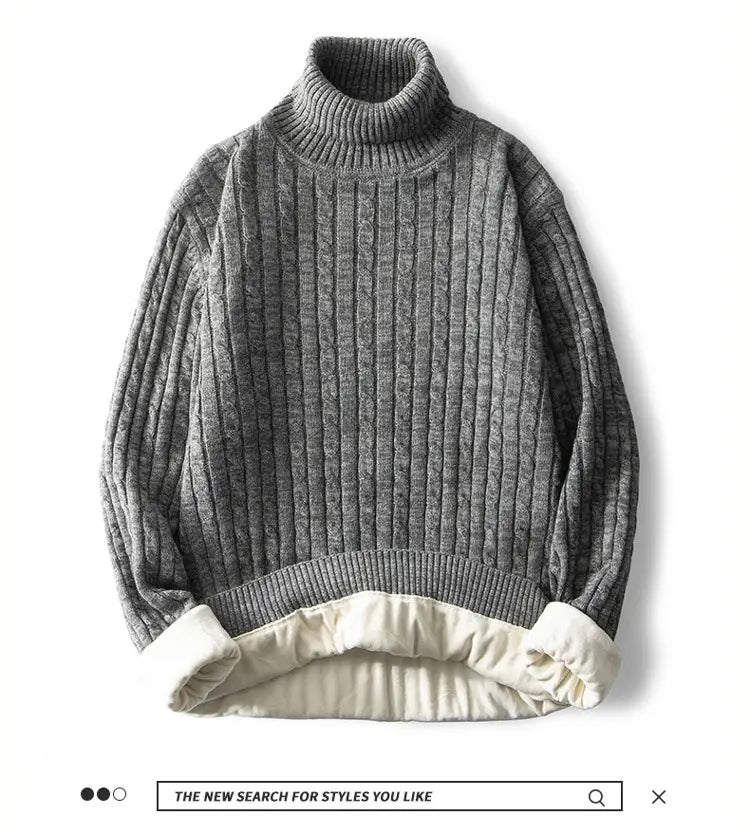 Men’s Fleece-lined Thick Neck Sweater