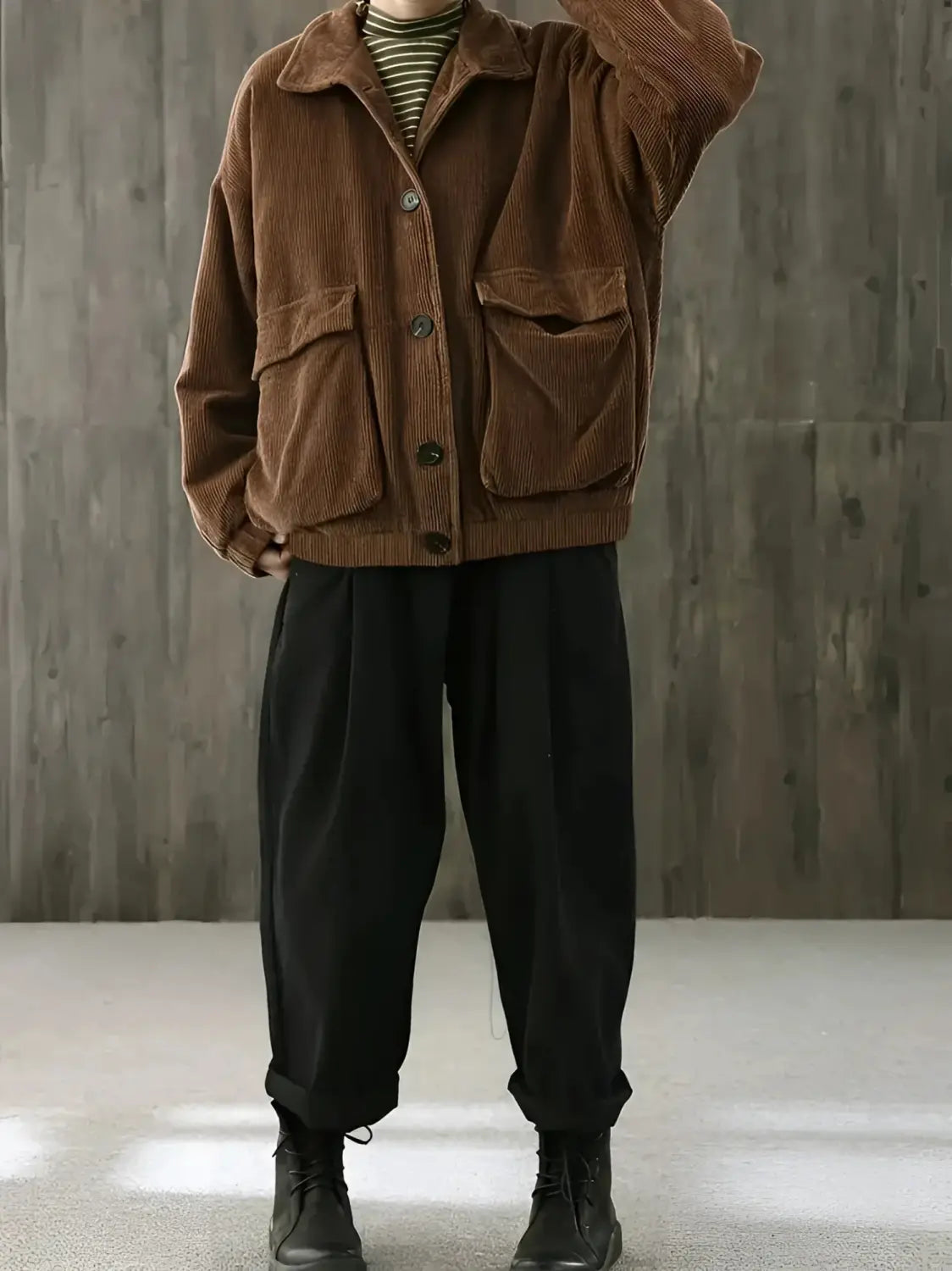 Corduroy Long-sleeved Shirt Men’s Plus Size Casual Jacket