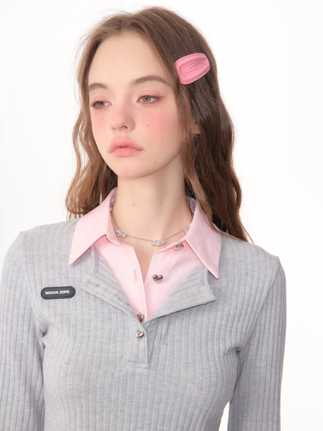 American-style Retro Design Bell Sleeve Fake Two-piece Top