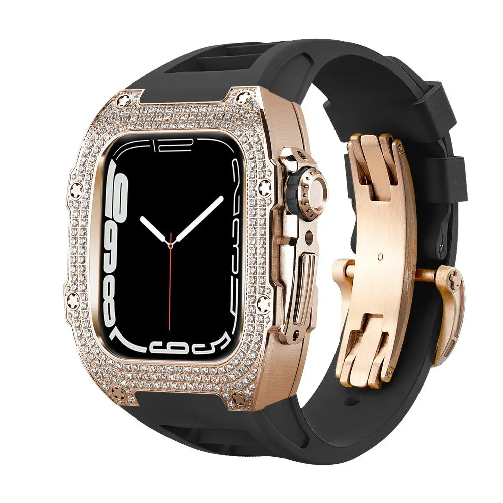 Diamond Encrusted Black Shell Silver Rose Gold Strap Collection
