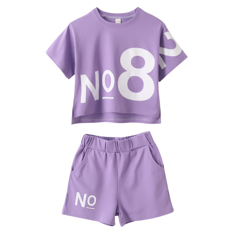 Loose Children’s Wear Girl Short-sleeved Big Kids Sports Two-piece Suit