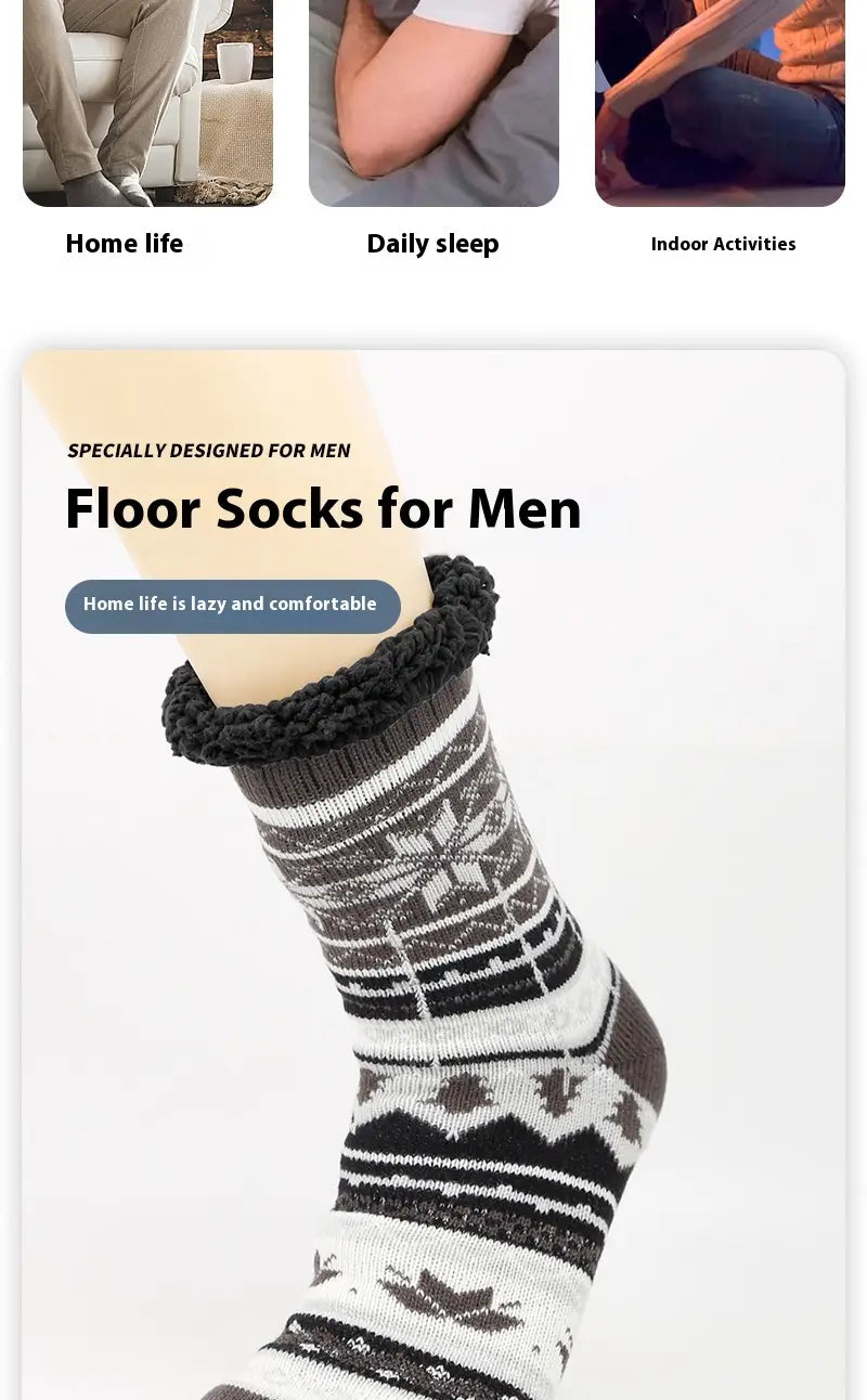 Ethnic Style Men’s Thickened Warm Non-slip Room Socks