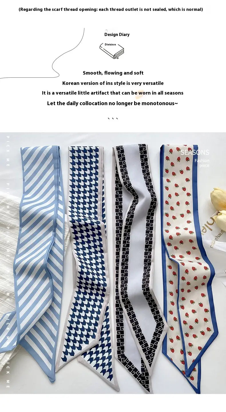 Silk Scarf Women’s Long Ribbon Fresh Decoration Hair Rope