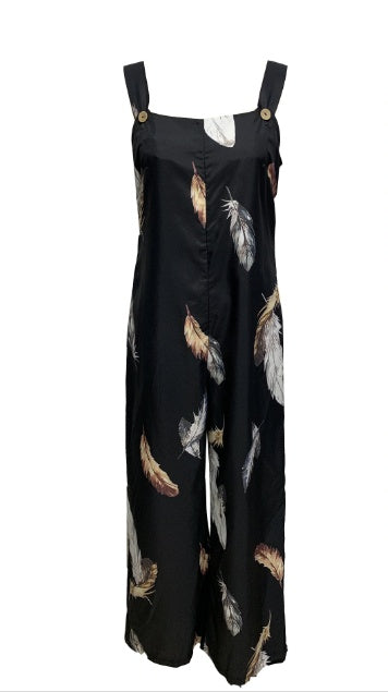 Women’s Feather Printed Fashionable Casual Jumpsuit - 5