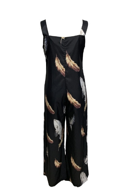 Women’s Feather Printed Fashionable Casual Jumpsuit - 5