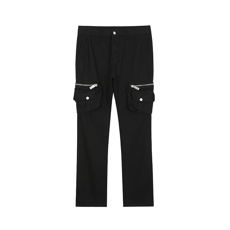 Multi-pocket Double Zipper Pocket Overalls Men’s Slim High Street
