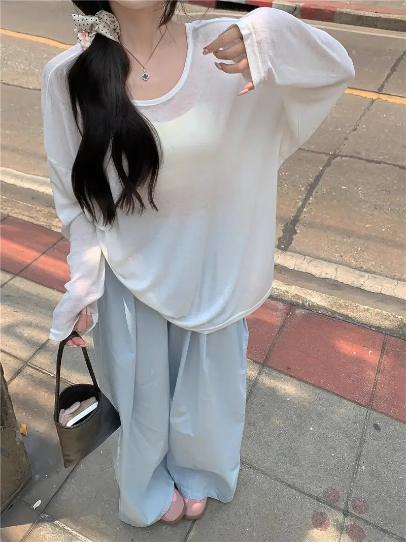 Blue Sweet Hot Girl Sun Protection Top