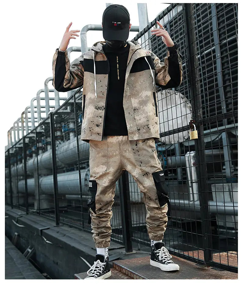 Men’s loose tooling camouflage Jacket Suit