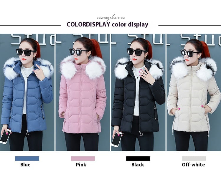 Women’s Short Detachable Large Fur Collar Cotton Coat