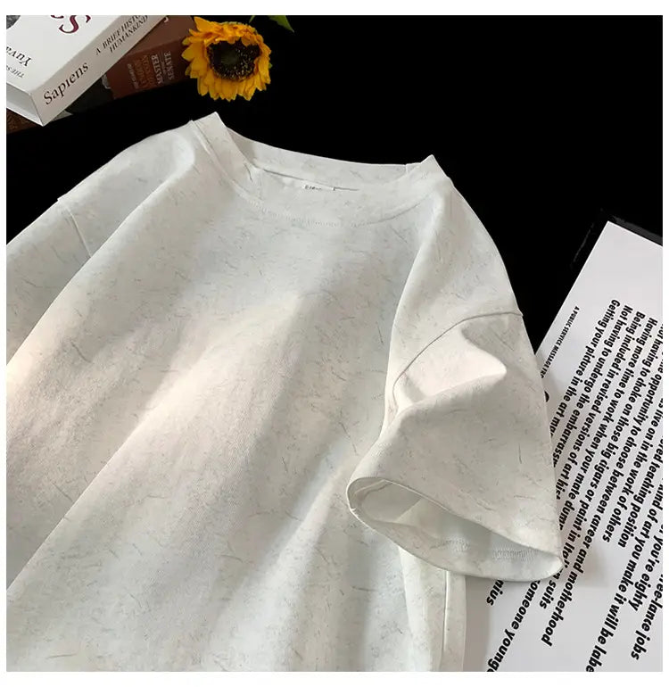 Stone Washed Ice-feeling Tencel Cotton Ice Silk Short Sleeve T-shirt
