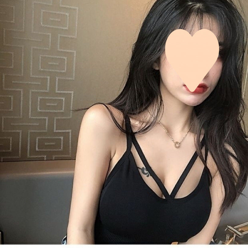 Plus Size Chest Crossover Strap Camisole Belly Covering Slim And Sexy