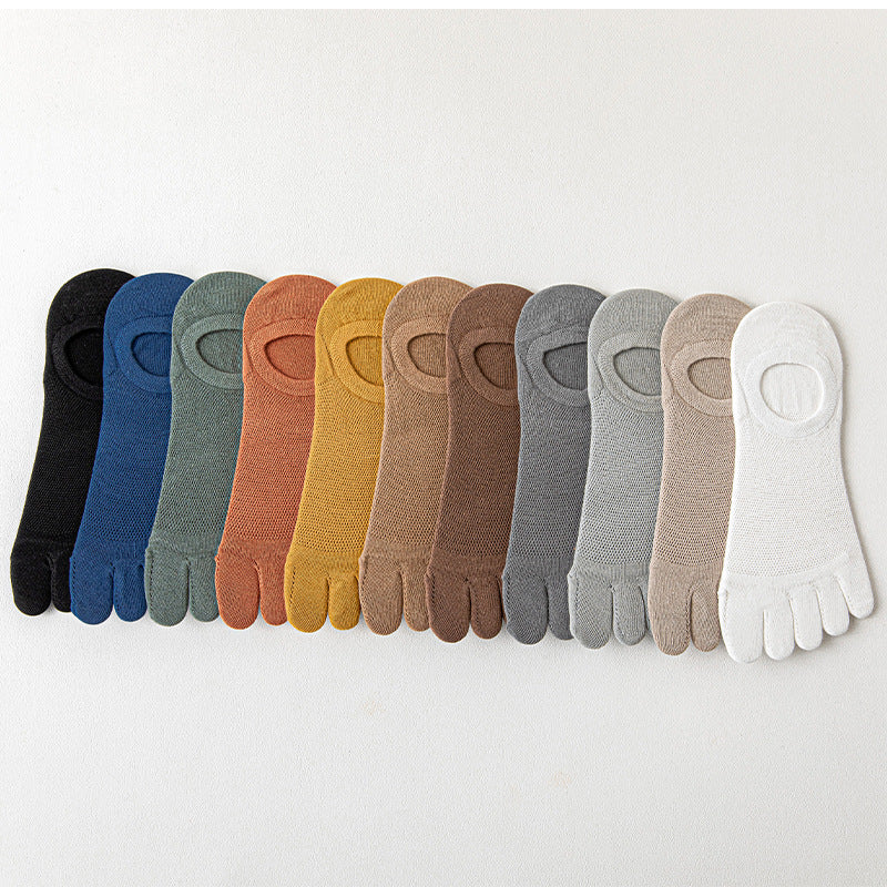 Men’s Thin Mesh Breathable Five Finger Invisible Socks