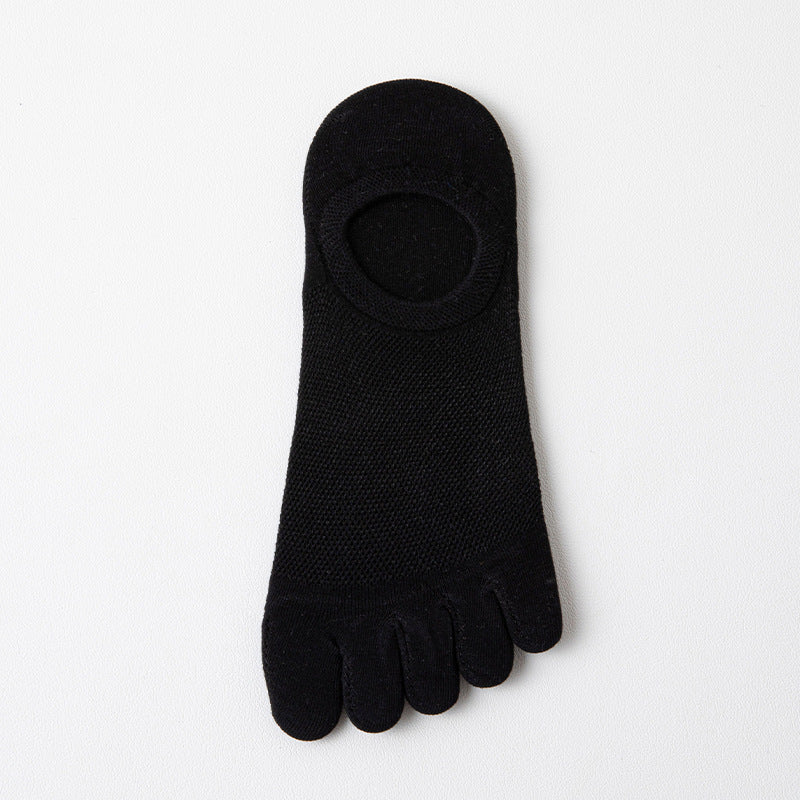Men’s Thin Mesh Breathable Five Finger Invisible Socks - Black / Free Size