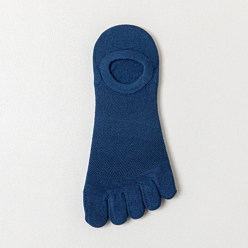 Men’s Thin Mesh Breathable Five Finger Invisible Socks - Dark Blue / Free Size