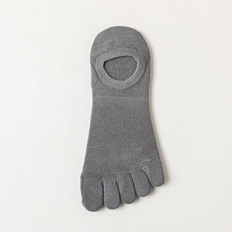 Men’s Thin Mesh Breathable Five Finger Invisible Socks - Dark Gray / Free Size