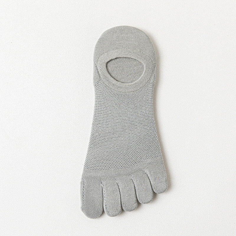 Men’s Thin Mesh Breathable Five Finger Invisible Socks - Light Gray / Free Size
