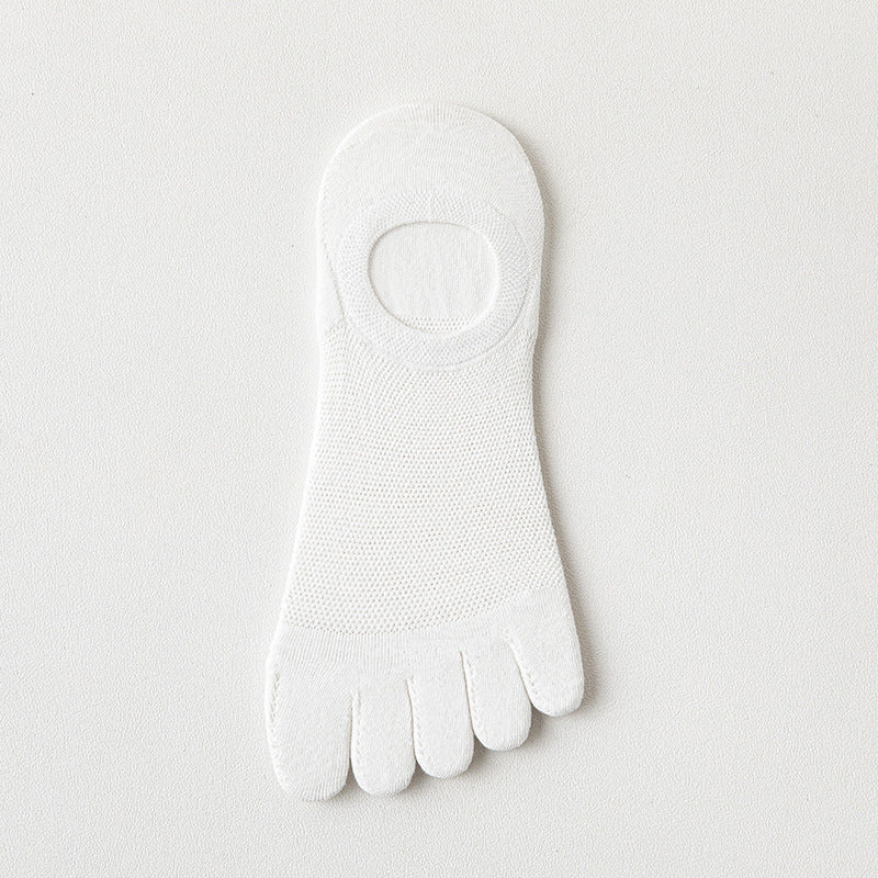 Men’s Thin Mesh Breathable Five Finger Invisible Socks - White / Free Size