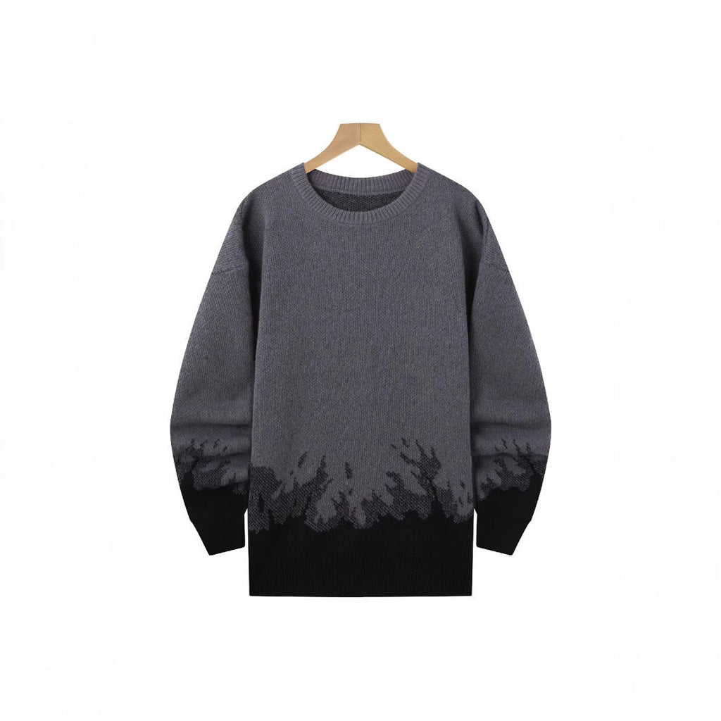 Flame Knitted Sweater Men’s Leisure Warm - Black / S
