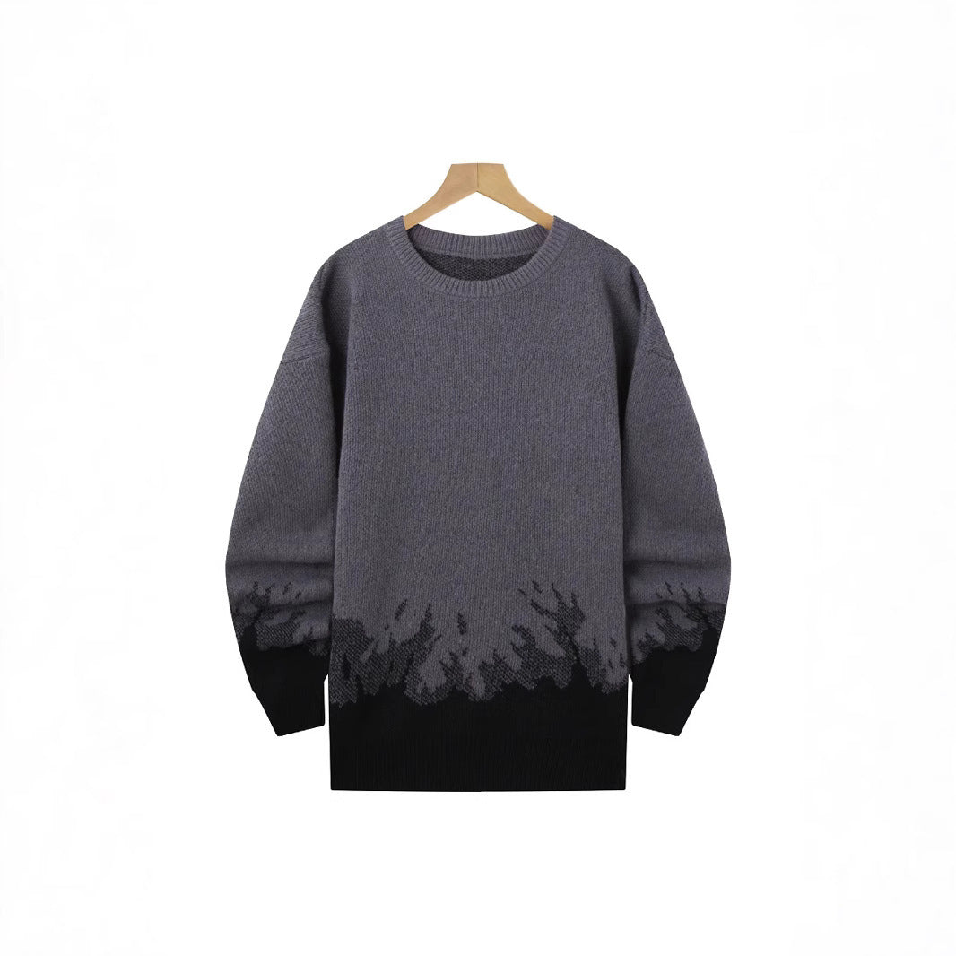 Flame Knitted Sweater Men’s Leisure Warm - Black / S