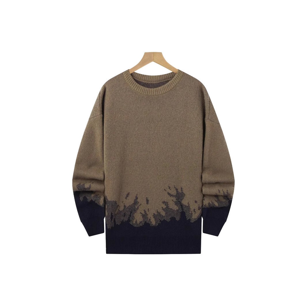 Flame Knitted Sweater Men’s Leisure Warm - Light Brown / S
