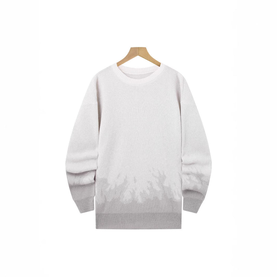 Flame Knitted Sweater Men’s Leisure Warm - Light Gray / S