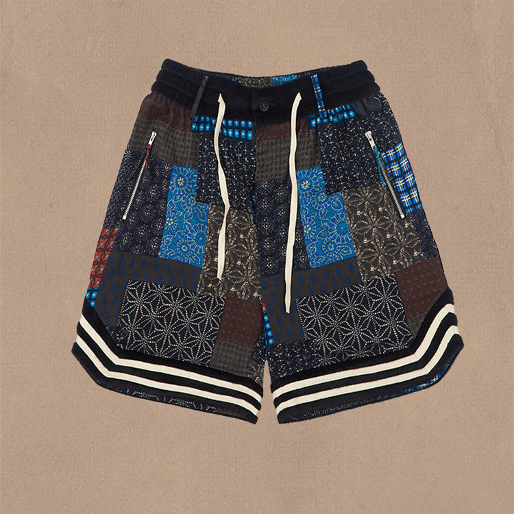 Men’s Linen Elastic Waist Panel Sports Basketball Shorts