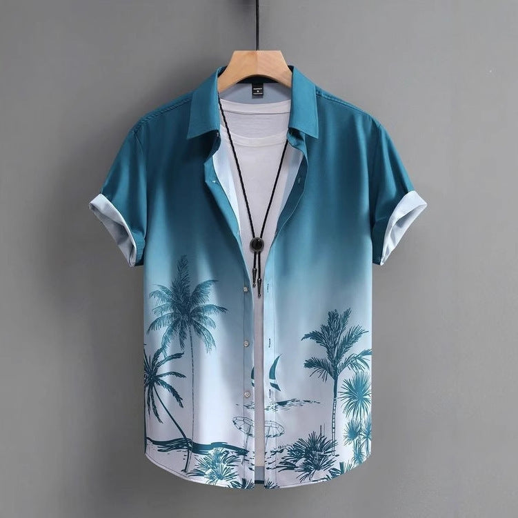 Men’s Shirt Hot Sale In Hot-selling Floral-print Hawaiian Beach Degrees