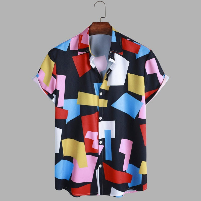 Men s Geometric Print Shirt - CLN6043 / 2XL