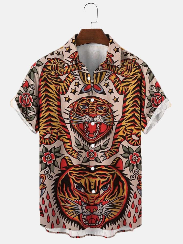 Men’s Large Size 3D Digital Printed Short Sleeve Shirt - Style5 / S