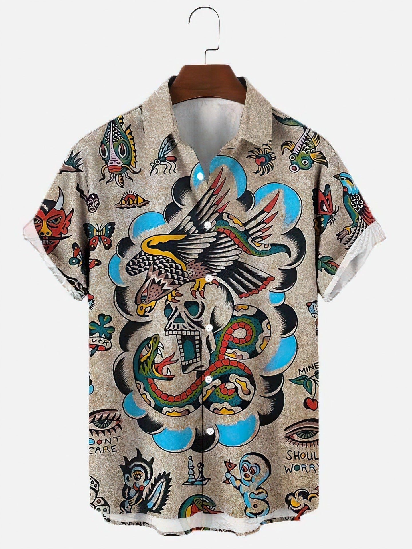 Men’s Large Size 3D Digital Printed Short Sleeve Shirt - Style6 / S