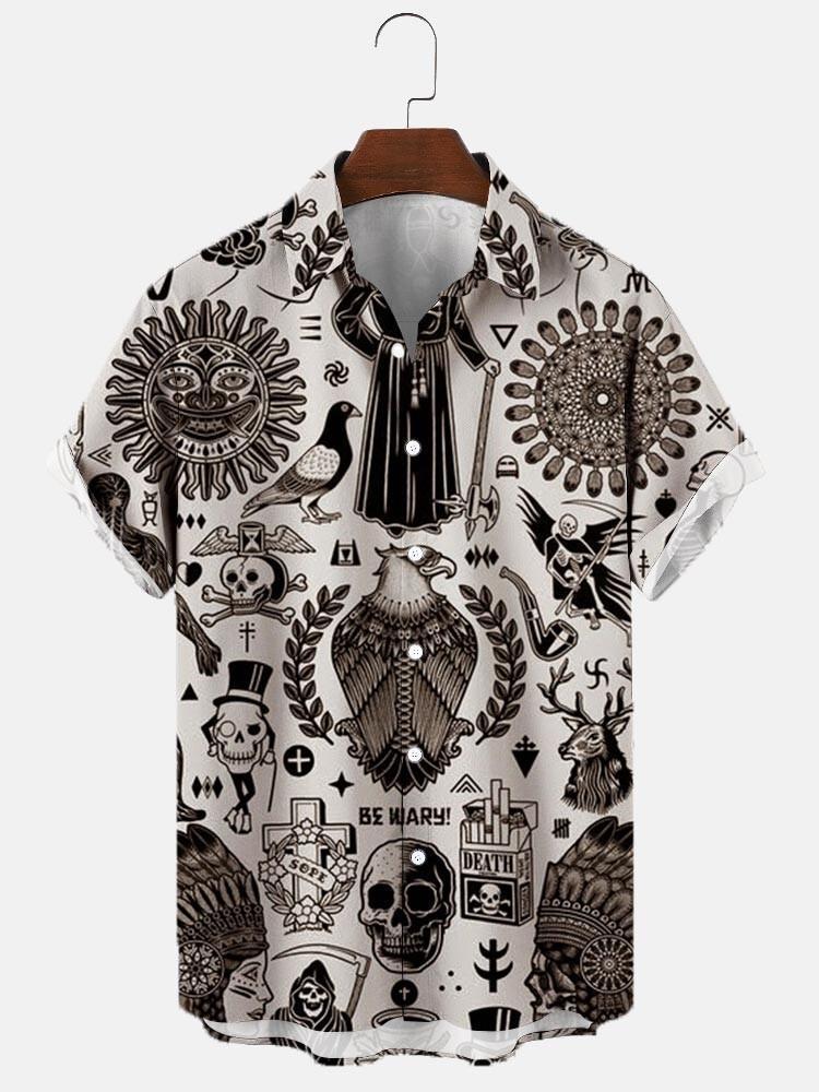 Men’s Large Size 3D Digital Printed Short Sleeve Shirt - Style7 / S