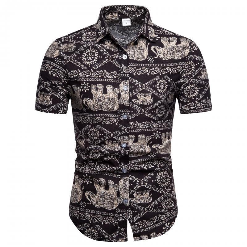 Men’s Linen Shirts Slim Fit Dress Shirt - Black / M
