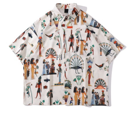 Street Trend Printed Unisex Full Version Floral Shirt - 30699color / S