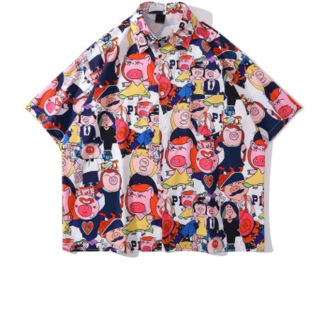 Street Trend Printed Unisex Full Version Floral Shirt - 30705color / S