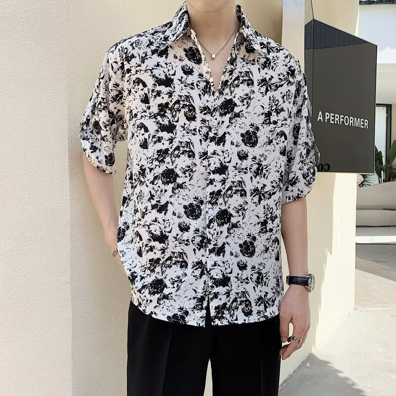 New Shirt Loose Outer Wear Heather Top Versatile Casual Men’s Short Sleeve